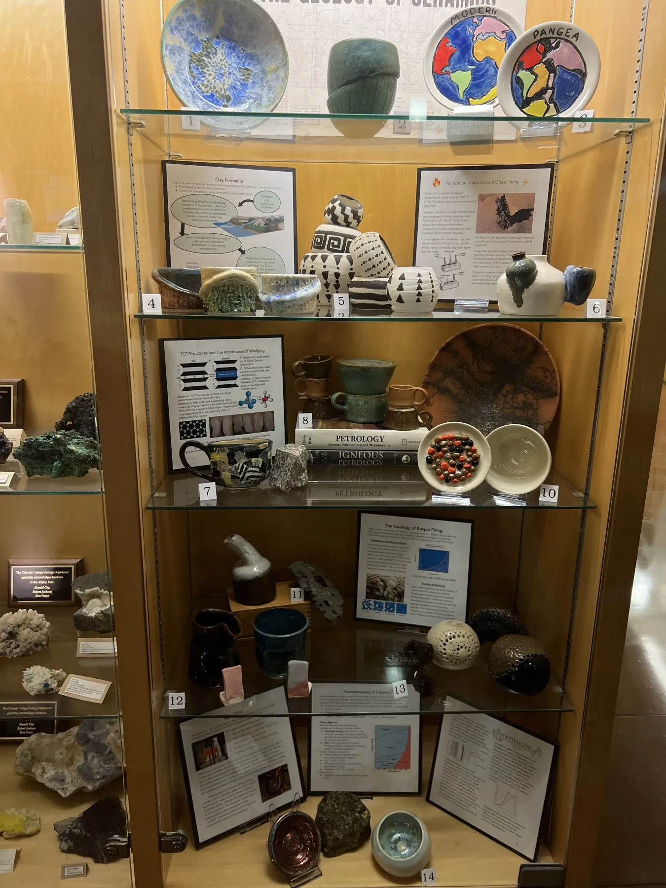 The Earth, Fire, and Form: The Geology of Ceramics exhibit on display